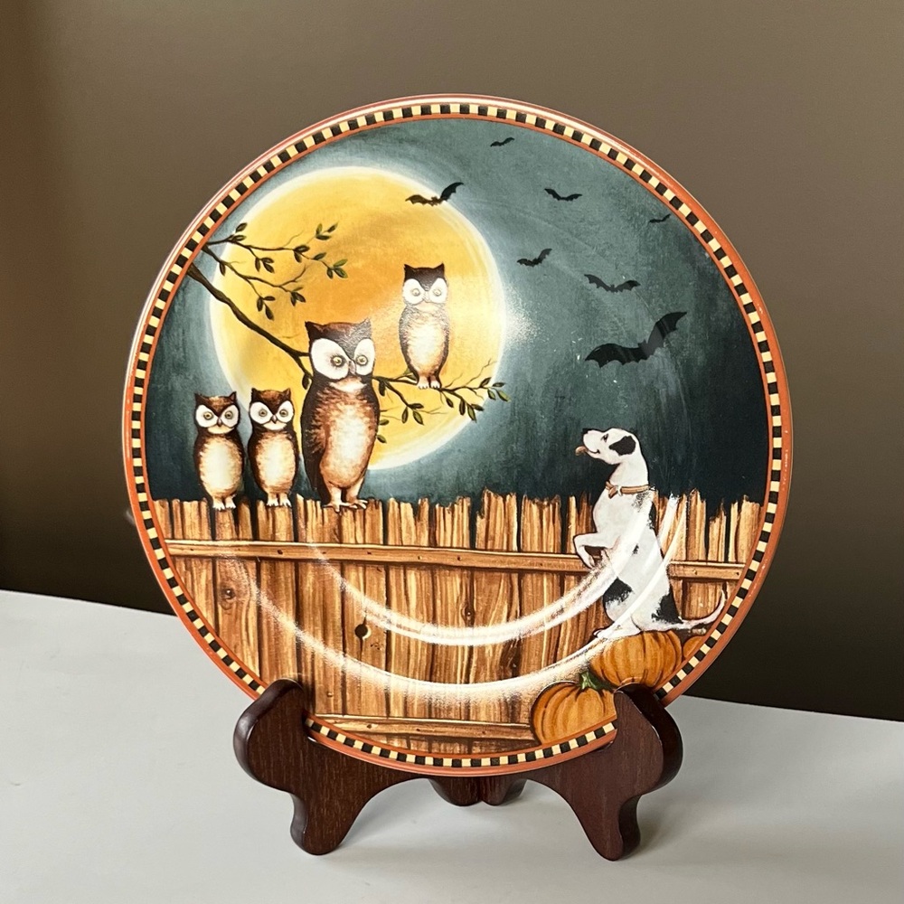 2002 Pumpkin Hollow by David Carter Brown for Sakura salad plate, Halloween